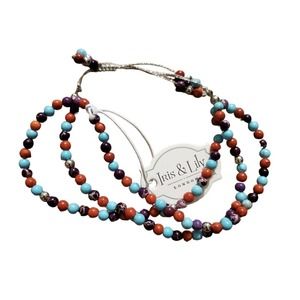 Iris Lily Bracelet Genuine Gemstone Bead Beaded Adjustable